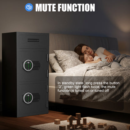 HK-KMT-75 6.5 Cub Large Safe Box with Drop Slot & Digital Keypad for Valuables, Home Cabinet with Dual Alarm & Mute Function for Home, Office