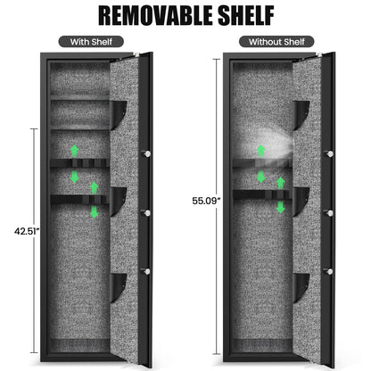 5-6 Gun Safe,Large Gun Safe with Dight Keypad and Dual Alarm, Gun Cabinet with Removeable Shelf and Rack, Gun Safes for Home Shotguns and Pistols