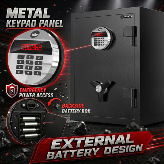 Safe Box, Digital Metal Keypad Safe with Fireproof Bag & 6 Deadbolts - image 2