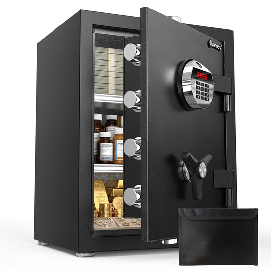 Safe Box, Digital Metal Keypad Safe with Fireproof Bag & 6 Deadbolts - image 1