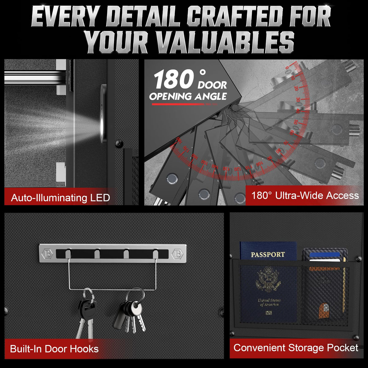 Large Safe Box with Metal Keypad, Fireproof Waterproof Bag & 9 Bolts - image 4
