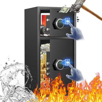6.0 Cu ft Large Safe Box Fireproof Waterproof with LED Light Fire Proof Safe for Home Documents,Fingerprint Password Personal Safes with Deposit Slot & Dual Alarm System, Security Box for Valuables - image 1