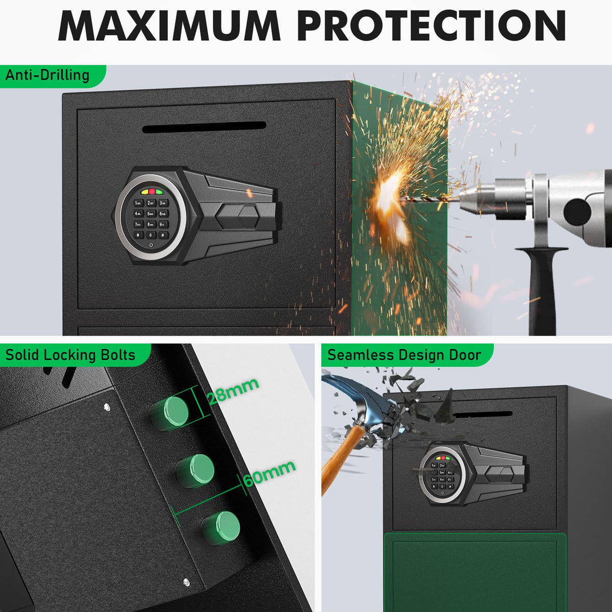 kavey 6.5 Cu ft Large Safe Box Fireproof Waterproof, Money Safe With Mute Function and LED Light,Digital Keypad Home Safes with Deposit Slot & Dual Alarm System, Security Box for Money Valuables - image 4