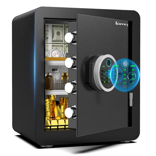 Kavey 2.0 Cubic Feet Biometric Fingerprint Safe Box, Quick Access Home Safe with Dual Alarm System and Mute Mode, Heavy Duty Alloy Steel Money Safe for Office Hotel Cash Documents Storage, Black - image 1