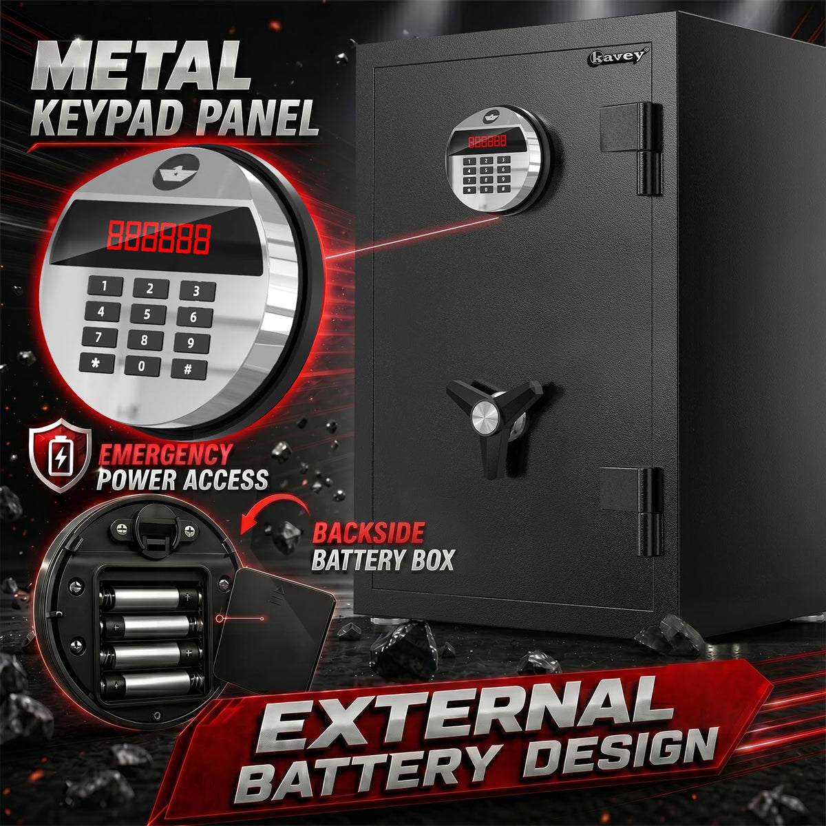 Large Safe Box with Metal Keypad, Fireproof Waterproof Bag & 9 Bolts - image 2