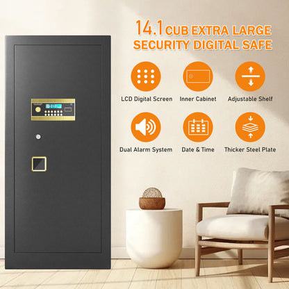 KAV Extra Large Safe Box, 14.1 Cubic Feet Heavy Duty Big Safe with Security Double Key Lock & Seperate Lock Box