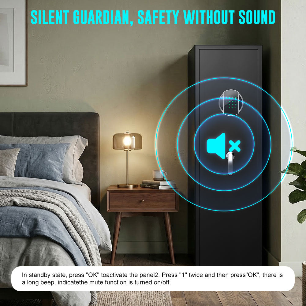 HK-G2Q-145D  5-8 Gun Safe with Digital Lock and Dual Alarm System, 57" Tall Large Cabinet with Inner Box and Removable Gun Slot for Pistols Shotguns
