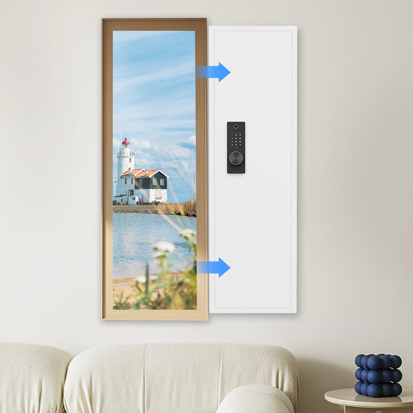 Kav-KW-135BW 53.15" Tall Wall Safe Between the Studs 16" Centers, Hidden Wall Safes With Removable shelfs and Adjustable Gun Rack, Biometric Wall Gun Safe for Home Rifle, Cash, Jewelry, Documents - White