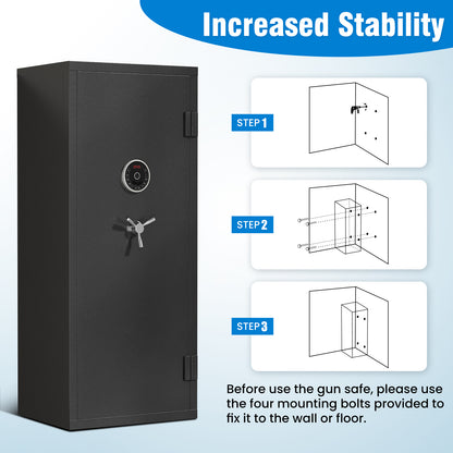 HK AKG5N-132D Pacriond 15-20 Unassembled Digital Gun Safes for Shotguns with Removable Shelf & Magnetic Gun Rack, Large Gun Cabinet with Dual Alarm and Mute Function