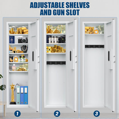 SDI-KW-135BW, Silkight 53.15" Wall Safe - Biometric Hidden Safe with Dual Alarm System, 3 Adjustable Shelves - White