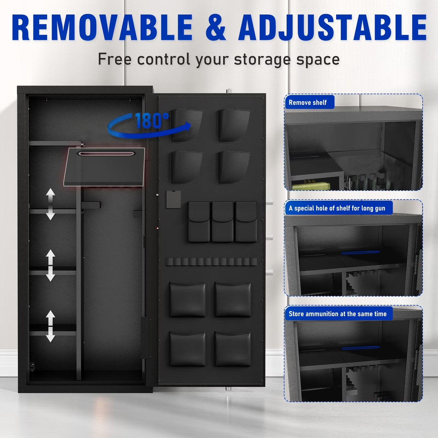 SDI-AKG5N-132D, 15-20 Gun Safe, Large Shotgun Safe with Pistol Bag, Gun Cabinet with Adjustable Shelf & Gun Rack, Digital Gun Safe with Backlit Keypad & LED Light(Unassembled)