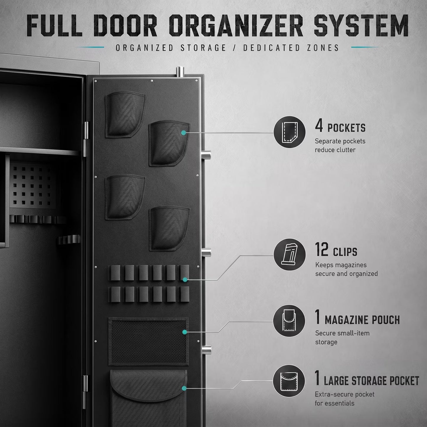 SDI-G6S-138HD, 15-20 Large Gun Safe, Digital Gun Safe for Rifles and Pistols with Removable & Adjustable Pegboard, Gun Safes & Cabinets with Door Organizers & 3 Gun Raks, Magnetic Lamp