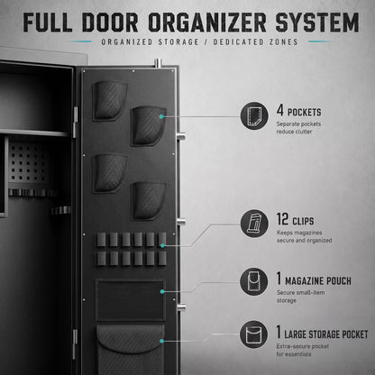 SDI-G6S-138HD, 15-20 Large Gun Safe, Digital Gun Safe for Rifles and Pistols with Removable & Adjustable Pegboard, Gun Safes & Cabinets with Door Organizers & 3 Gun Raks, Magnetic Lamp