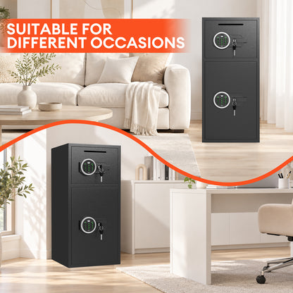 HK KM-75 Pacriond 6.5 Cub Large Safe Box with Deposit Slot & Dual Alarm System for Home Office, Digital Keypad Safes with Mute Function and LED Light for Money Valuables