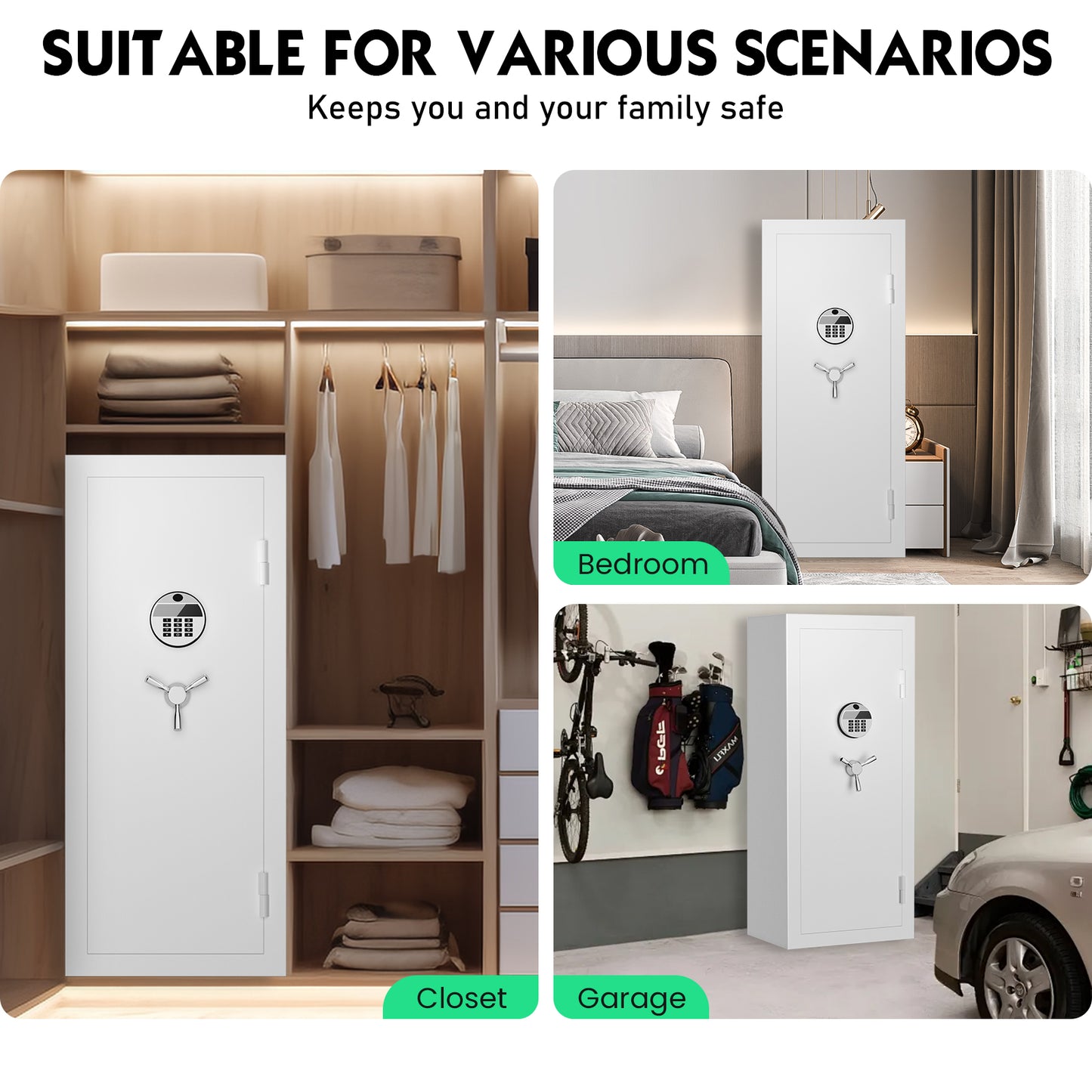 OME G6S-138BD 15-20 Large Gun Safe, Already Assembled Digital Gun Safe for Rifles and Pistols with Removable Pegboard & 6 Hooks, Gun Safes & Cabinets with Door Organizers & 3 Gun Raks, Rifle Safe for Home (White)