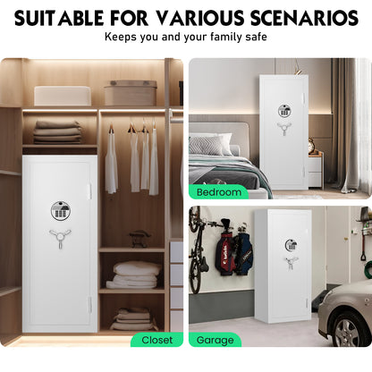 OME G6S-138BD 15-20 Large Gun Safe, Already Assembled Digital Gun Safe for Rifles and Pistols with Removable Pegboard & 6 Hooks, Gun Safes & Cabinets with Door Organizers & 3 Gun Raks, Rifle Safe for Home (White)