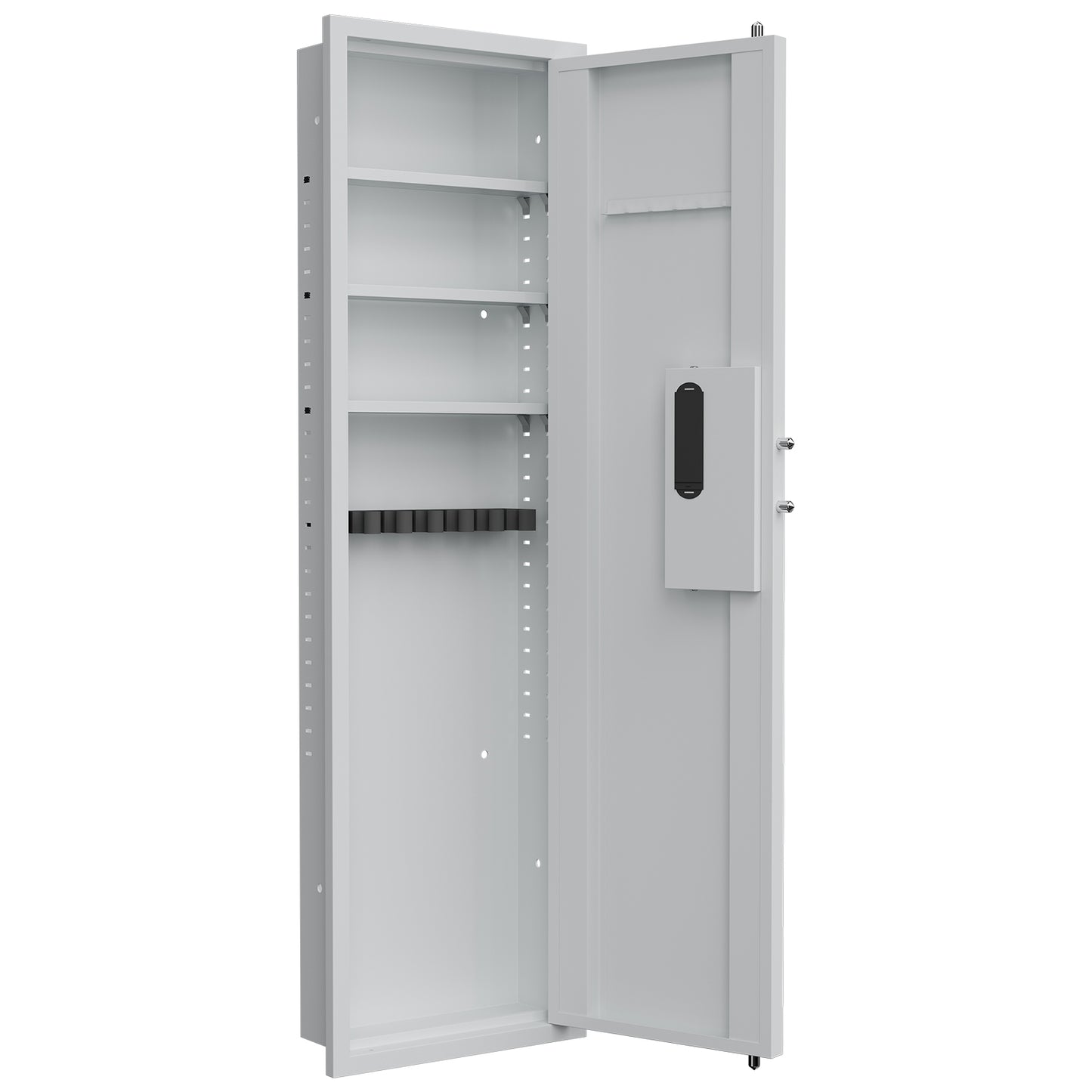 Fingerprint Touch Panel In-Wall Safe,Hidden Wall Gun Safe for Rifles and Pistols with Adjustable Shelves,Assembled Storege Gun Safe for Firearm and Valuables (White-Fingerprint)