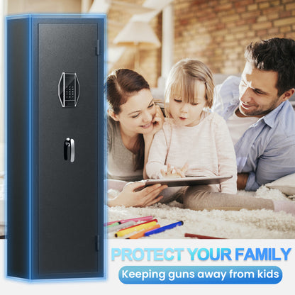 BM-G9-138D Fireproof Gun Safe, 5-8 Gun Safe for Home Pistols, 57" Heavy Duty Large Gun Safe for and Shotgun with LCD Keypad, 2 Removable Shelves
