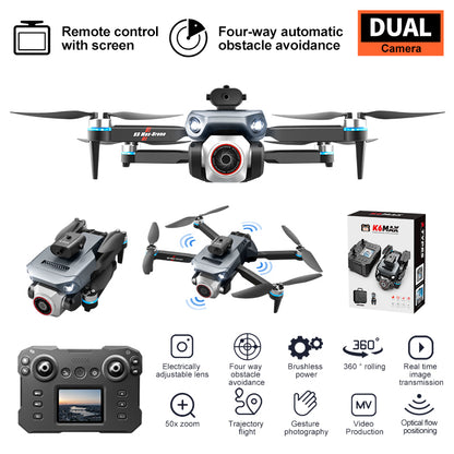 SDI WRJ Drone with 4K Camera for Adults & Kids, RC with Built-in Screen, Brushless Motor, 4-Way Obstacle Avoidance, Optical Flow Hover, One-Key Takeoff, Gesture & Trajectory Flight, Foldable Drone