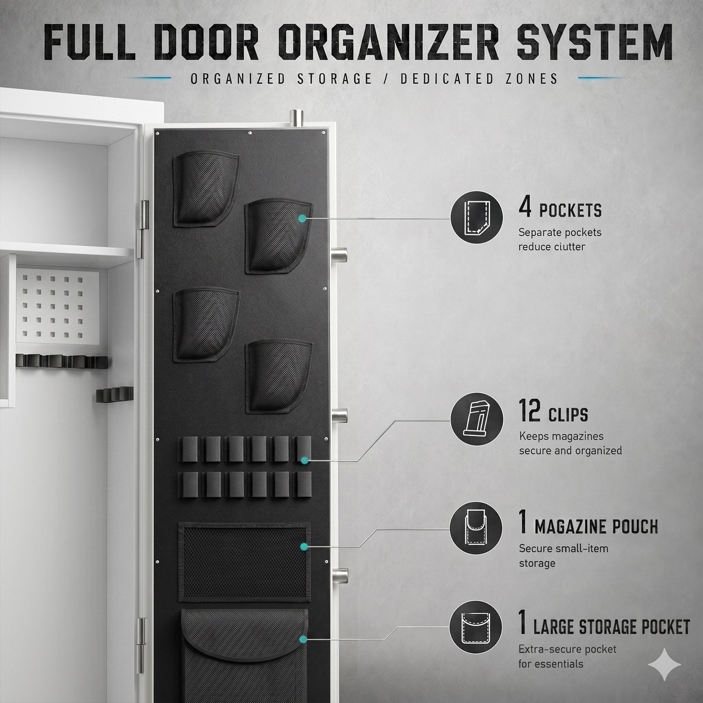 SDI-G6S-138BD, 15-20 Large Gun Safe, 54.33" Gun Safes & Cabinets with Removable Pegboard & Door Organizers, Gun Cabinet for Rifles and Pistols with Digital Keypad & Magnetic Lamp
