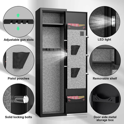 SZ-LYX 2 Gun Safe for Guns and Pistols, Quick Access Gun Cabinet with Silent Mode and Alarm System, Gun Safes with Removable Shelf and Adjustable Gun Slots