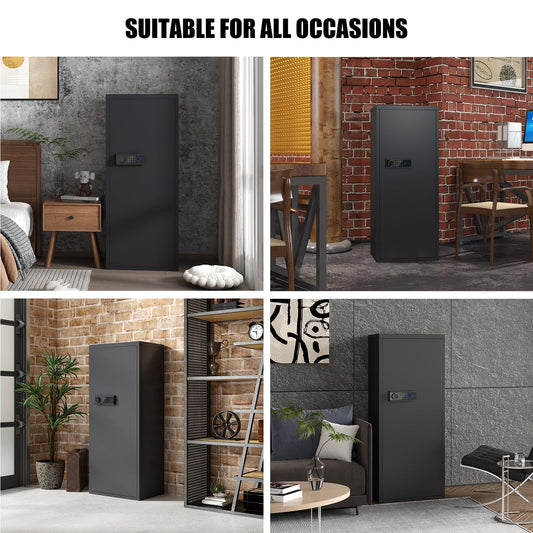 BM-AK1-132W 【2025 New】8-10 Unassembled Gun Safe, Biological Fingerprint Gun Safe with Multi-Function Gun Cabinet