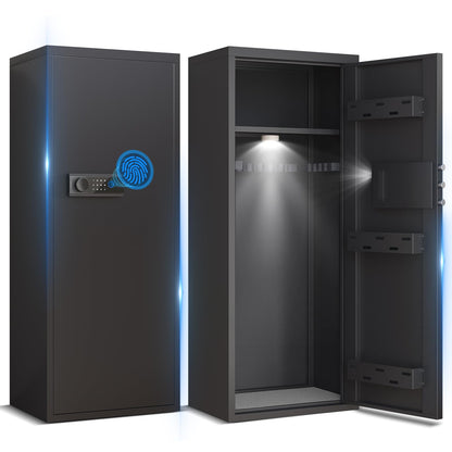 BM-AK1-132W 【2025 New】8-10 Unassembled Gun Safe, Biological Fingerprint Gun Safe with Multi-Function Gun Cabinet