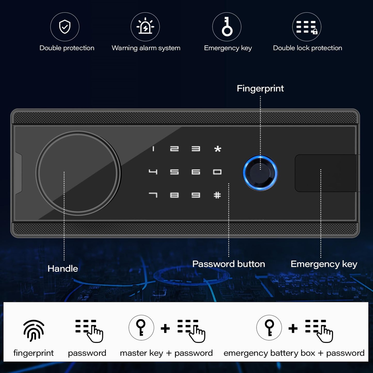 BM-AK1-132W 【2025 New】8-10 Unassembled Gun Safe, Biological Fingerprint Gun Safe with Multi-Function Gun Cabinet
