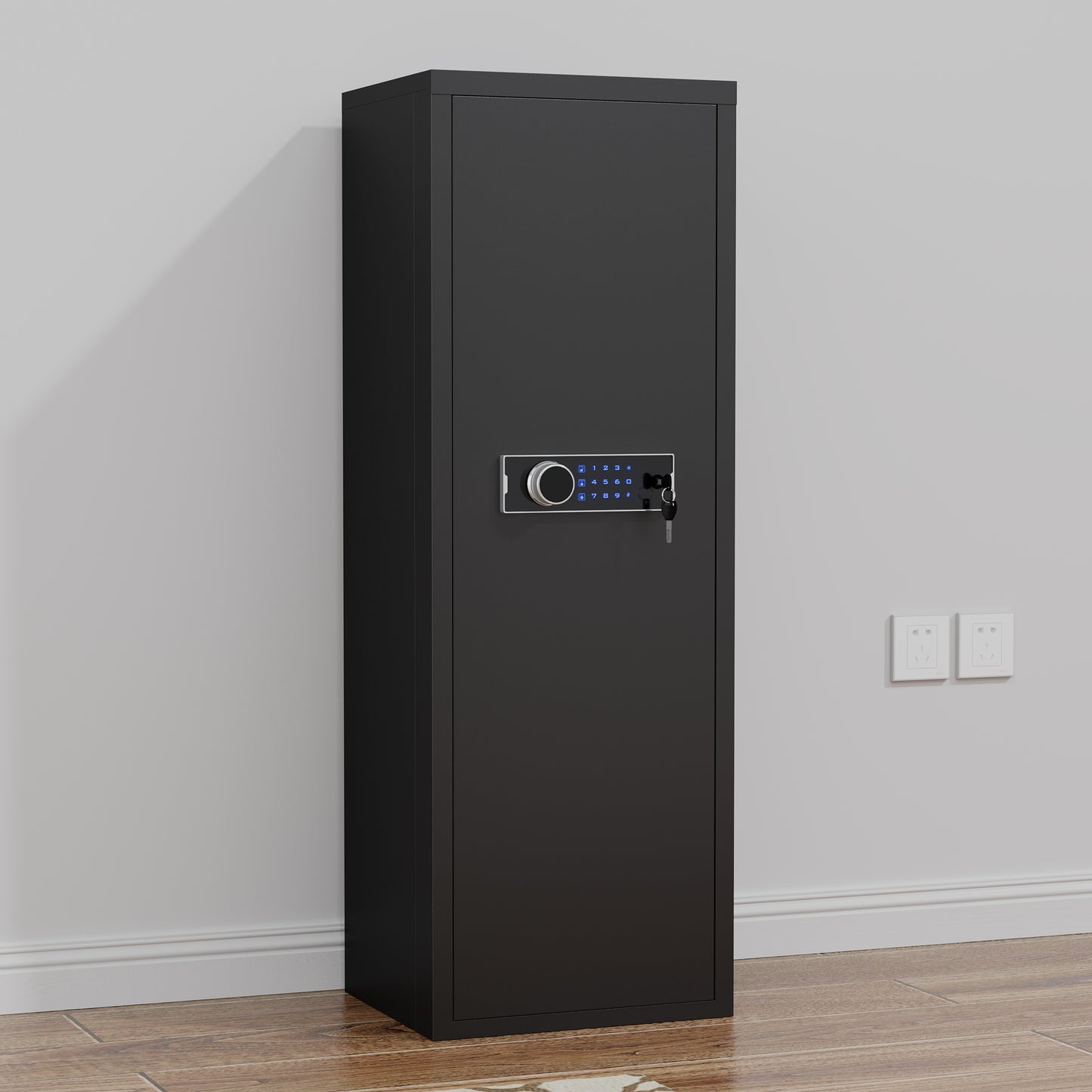 Heavey Duty,Large Size 4-5 Gun,Black Gun Cabinet with Electronic Password Keypad Lock,Unassembled Metal Rifle Gun Security Cabinet Safe Locker