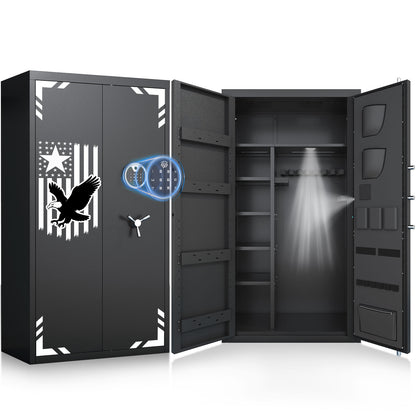 KAV-AKG3-138EW 30-35 Large Gun Safe, Fingerprint Gun Safe With Adjustable Shelf & Gun Rack, Unassembled Long Gun Cabinet For Home With Mute Function & Dual Alarm