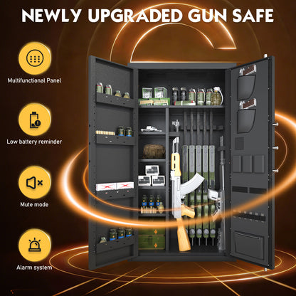 BM-AKG3-138W 30-40 Gun Fingerprint Safe, Unassembled Large Biometric Long Gun Safe with LCD Keypad & Gun Rack