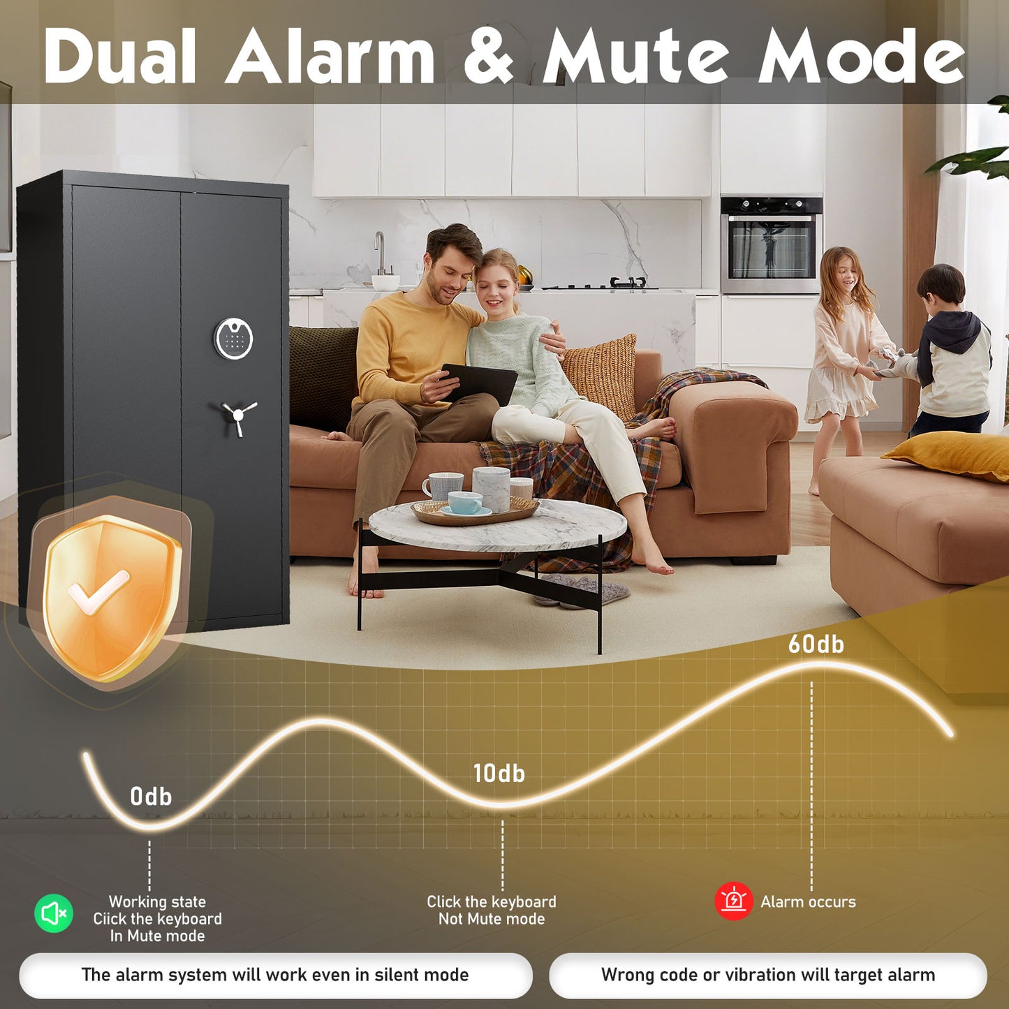 BM-AKG3-138W 30-40 Gun Fingerprint Safe, Unassembled Large Biometric Long Gun Safe with LCD Keypad & Gun Rack