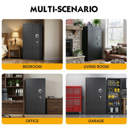 BM-AKG3-138W 30-40 Gun Fingerprint Safe, Unassembled Large Biometric Long Gun Safe with LCD Keypad & Gun Rack