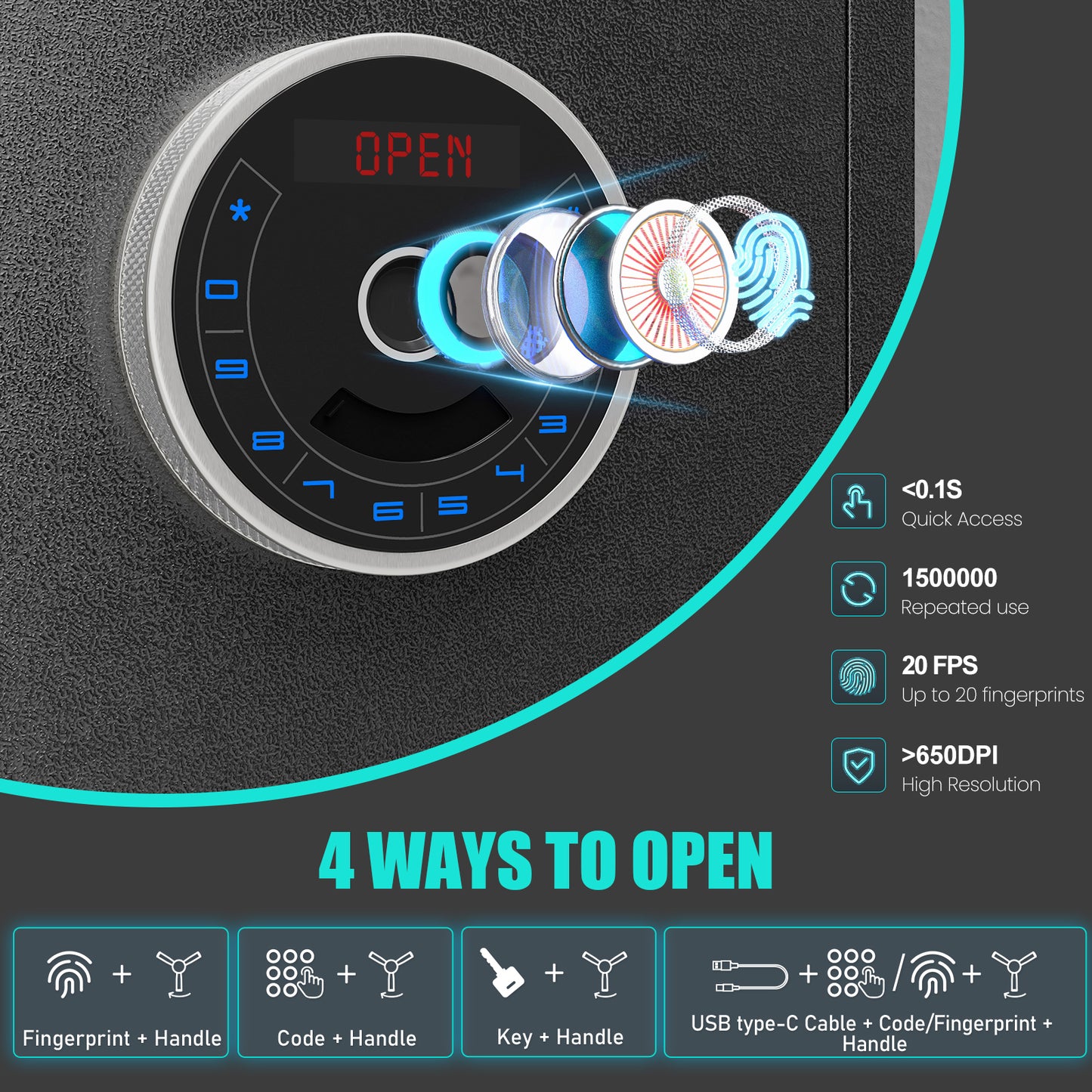 OME-AKG5N-132W 15-20 Gun Safe, Large Fingerprint Gun Safe for Pistols, Unassembled Gun Cabinet with Adjustable Shelf & Gun Rack, Gun Safe for Home and Shotgun, Gun Cabinet with Mute Function & Dual Alarm