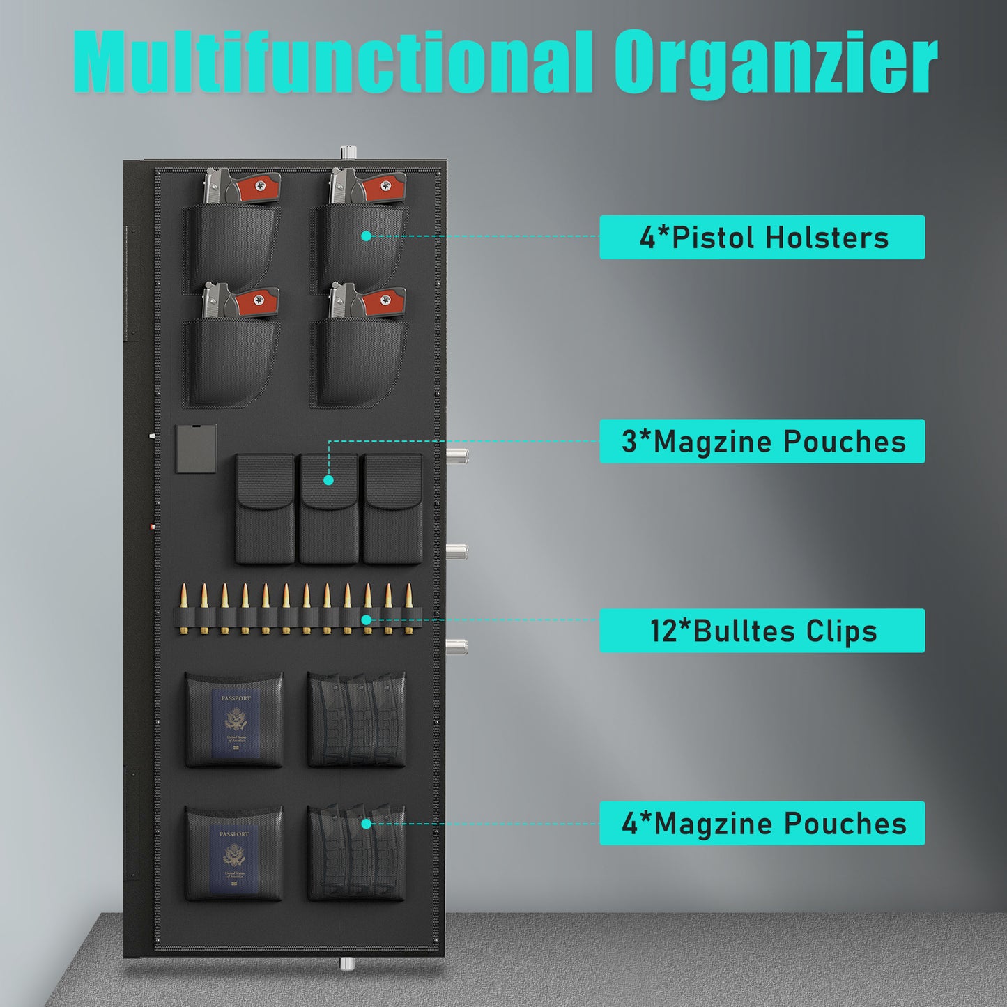 OME-AKG5N-132W 15-20 Gun Safe, Large Fingerprint Gun Safe for Pistols, Unassembled Gun Cabinet with Adjustable Shelf & Gun Rack, Gun Safe for Home and Shotgun, Gun Cabinet with Mute Function & Dual Alarm