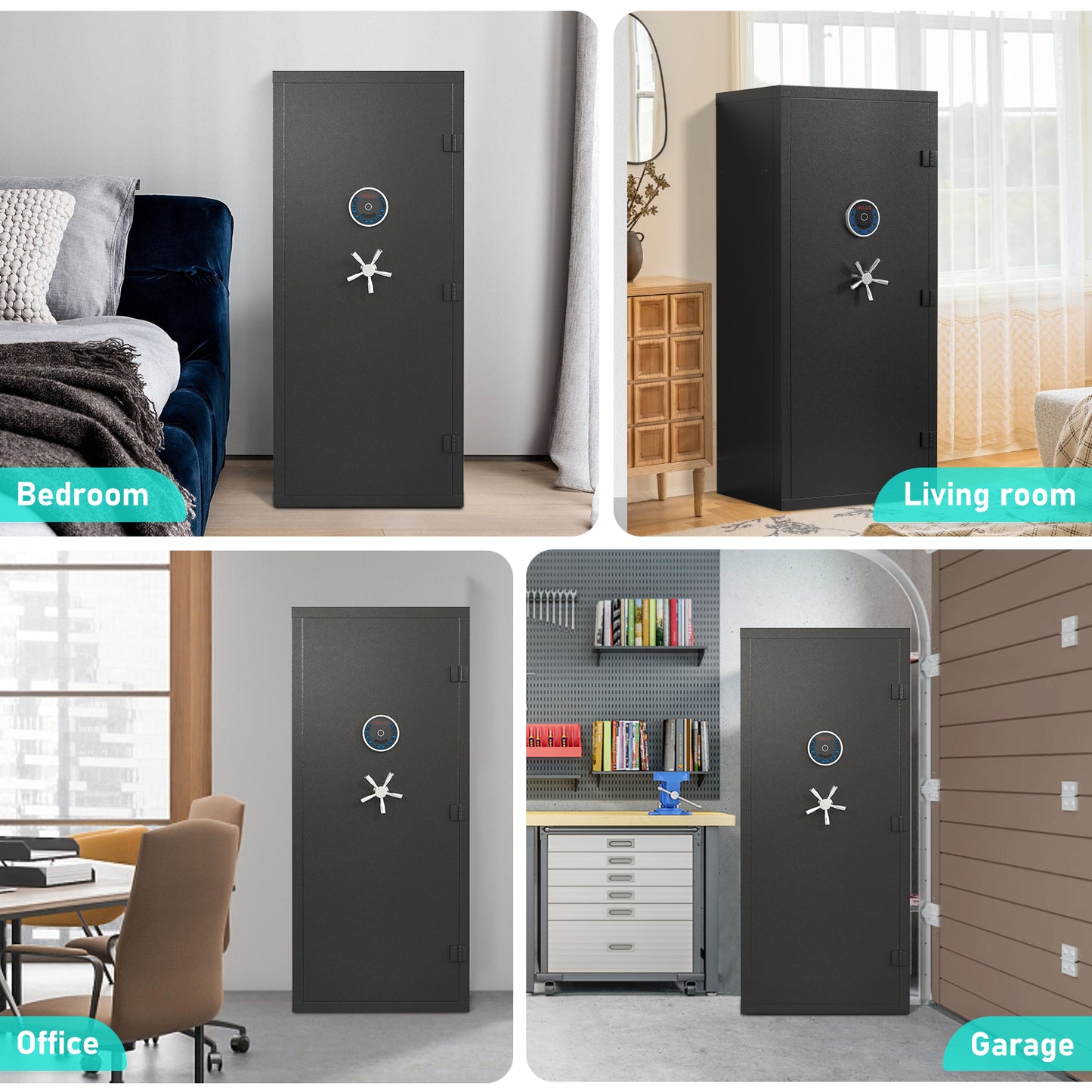 OME-AKG5N-132W 15-20 Gun Safe, Large Fingerprint Gun Safe for Pistols, Unassembled Gun Cabinet with Adjustable Shelf & Gun Rack, Gun Safe for Home and Shotgun, Gun Cabinet with Mute Function & Dual Alarm