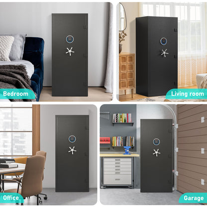 OME-AKG5N-132W 15-20 Gun Safe, Large Fingerprint Gun Safe for Pistols, Unassembled Gun Cabinet with Adjustable Shelf & Gun Rack, Gun Safe for Home and Shotgun, Gun Cabinet with Mute Function & Dual Alarm