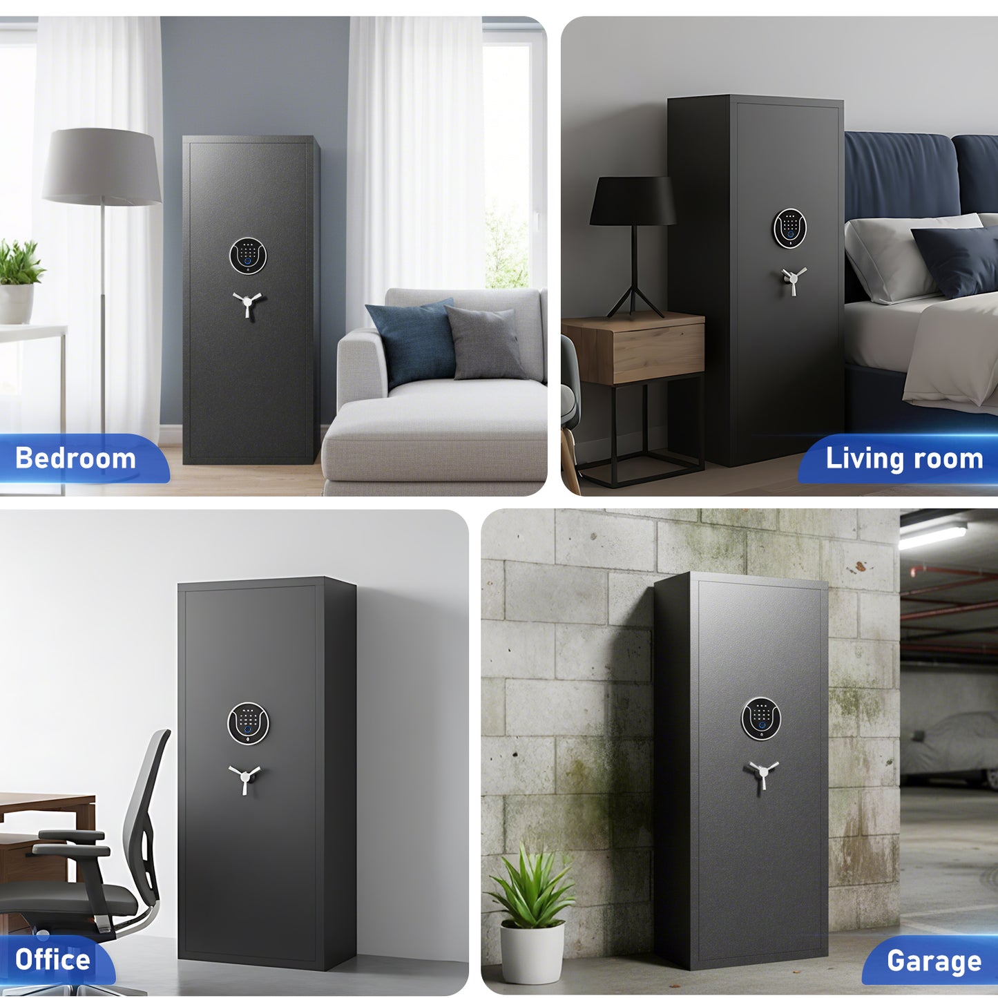 OME AKG6-138W Gun Safe, 8-12 Unassembled Fingerprint Gun Safes with Adjustable Shelves & Inner Cabinet, Large Shotgun Safe with Pistol Bag & Gun Support, Quick Access Gun Cabinet for Home with DIY Sticker