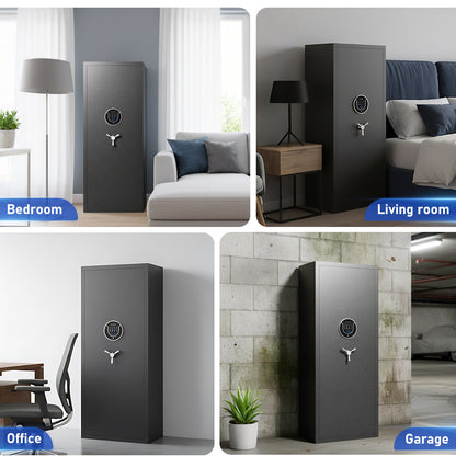 OME AKG6-138W Gun Safe, 8-12 Unassembled Fingerprint Gun Safes with Adjustable Shelves & Inner Cabinet, Large Shotgun Safe with Pistol Bag & Gun Support, Quick Access Gun Cabinet for Home with DIY Sticker