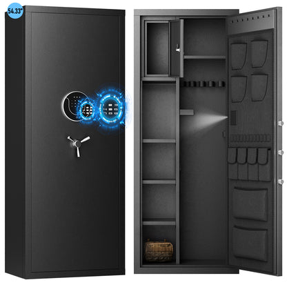 KAV-AKG6-138D  Large Gun Safe, Unassembled Gun Safe with Adjustable Shelf & Gun Rack, Gun Safe for Home and Shotgun