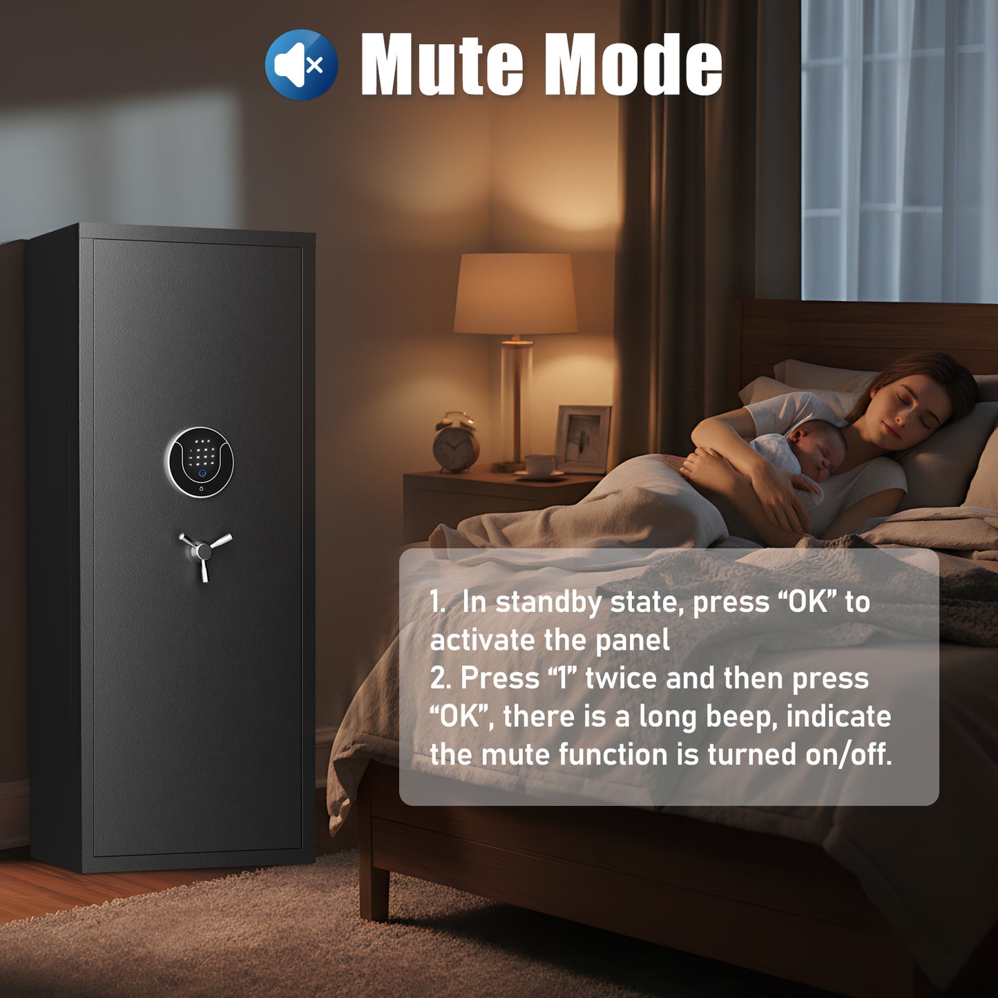 OME AKG6-138W Gun Safe, 8-12 Unassembled Fingerprint Gun Safes with Adjustable Shelves & Inner Cabinet, Large Shotgun Safe with Pistol Bag & Gun Support, Quick Access Gun Cabinet for Home with DIY Sticker