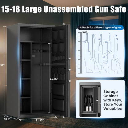 OME AKG6-138W Gun Safe, 8-12 Unassembled Fingerprint Gun Safes with Adjustable Shelves & Inner Cabinet, Large Shotgun Safe with Pistol Bag & Gun Support, Quick Access Gun Cabinet for Home with DIY Sticker