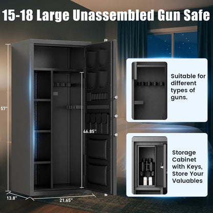 Ome AKG6-145D 8-12 Unassembled Digital Gun Safes with Adjustable Shelves & Inner Cabinet, Large Shotgun Safe with Pistol Bag & Gun Support