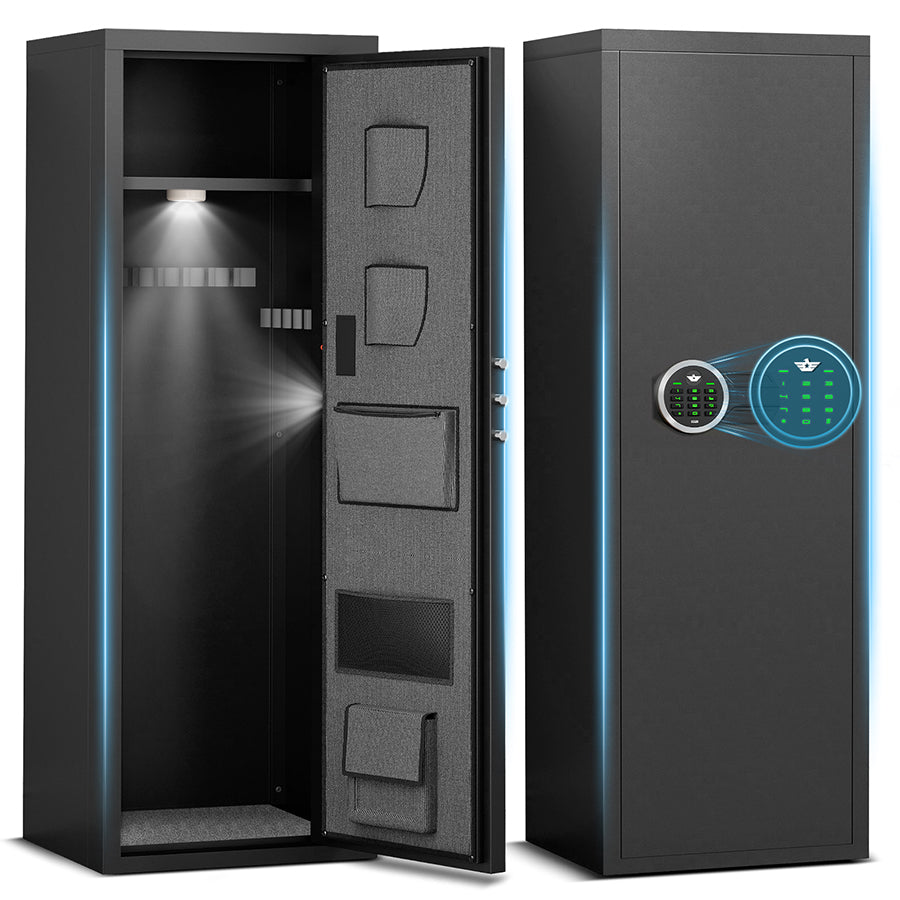 OME AKM-132D 6-8 Gun Safe for Shotguns, Unassembled Long Gun Cabinet with Dual Alarm, Mute Mode, Touchscreen Pad