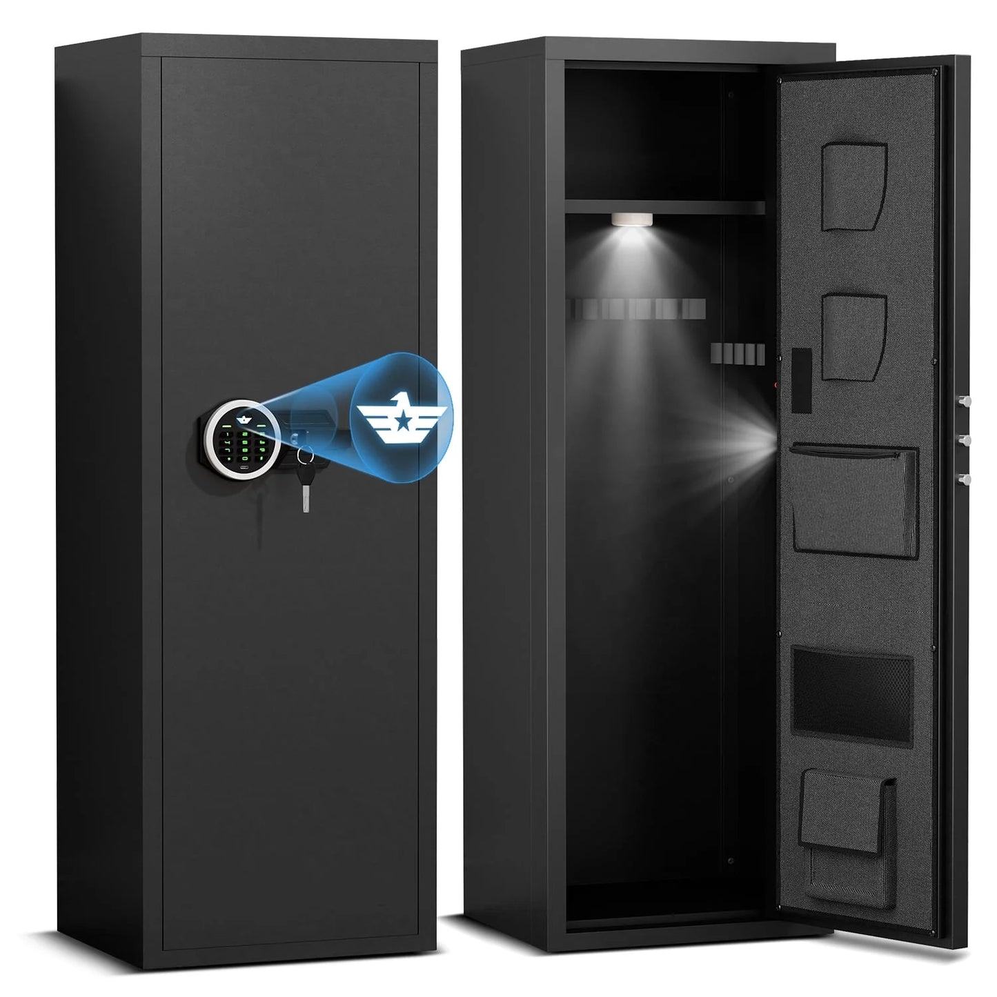 2411-6-8 Gun Safe for Shotguns, Large Unassembled Gun Safe for Shotguns with Dual Alarm and Mute Mode