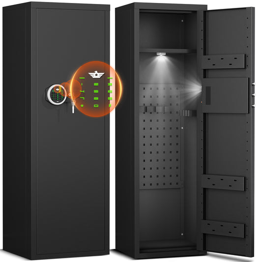 OME AKMN-132D 10-12 Gun Safe，Large Unassembled Gun Safes for Home Guns and Shotgun，Shotgun Safe with Mute Function & Backlit Keypad，Gun Cabinet with Adjustable Ammo Box