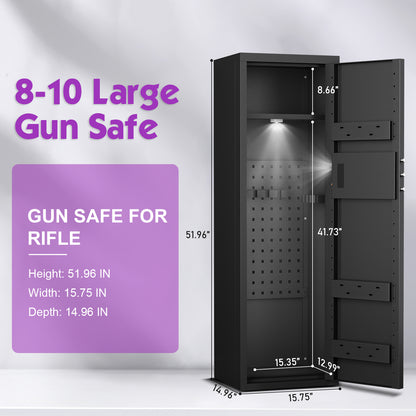 BM-AKMN-132W Biological Fingerprint Large Gun Safe with Adjustable Gun Rack, Gun Cabinet with Shelves for Home and Office