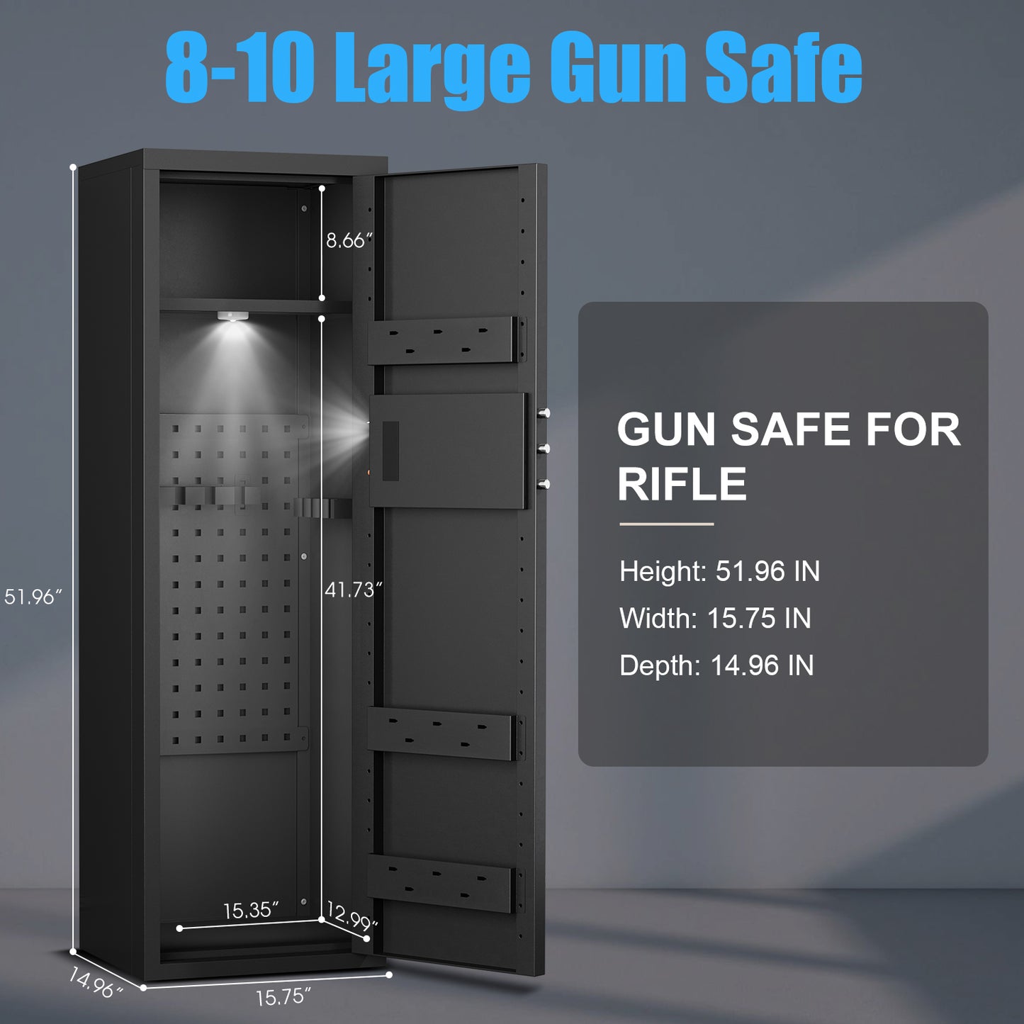OME AKMN-132W 10-12 Biometric Gun Safe，Large Unassembled Fingerprint Gun Safes for Home Guns and Shotgun，Shotgun Safe with Mute Function & Backlit Keypad，Long Gun Safe with Adjustable Ammo Box