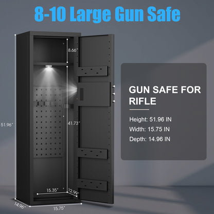 OME AKMN-132W 10-12 Biometric Gun Safe，Large Unassembled Fingerprint Gun Safes for Home Guns and Shotgun，Shotgun Safe with Mute Function & Backlit Keypad，Long Gun Safe with Adjustable Ammo Box