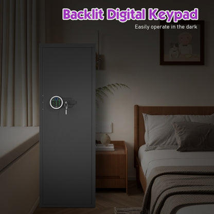 BM-AKMN-132W Biological Fingerprint Large Gun Safe with Adjustable Gun Rack, Gun Cabinet with Shelves for Home and Office